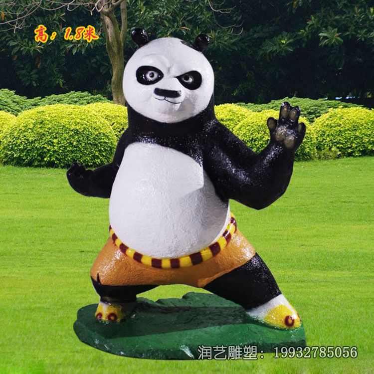 商场玻璃钢功夫熊猫雕塑 商场玻璃钢功夫熊猫雕塑
