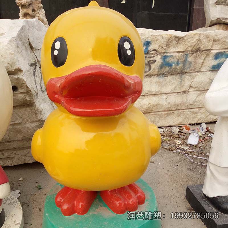 广场玻璃钢小黄鸭雕塑 广场玻璃钢小黄鸭雕塑
