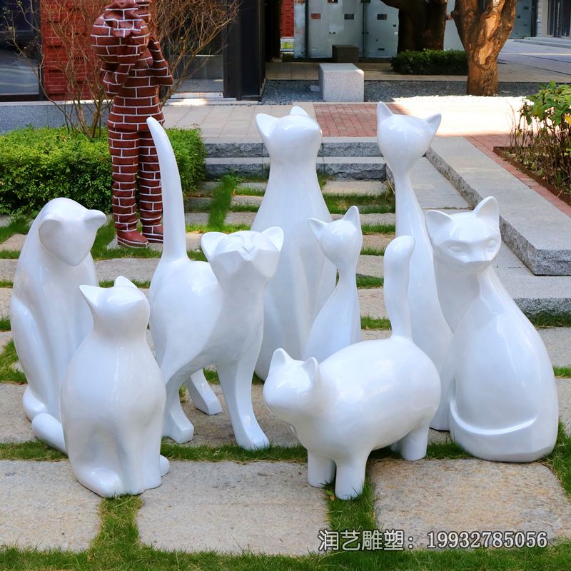 玻璃钢抽象猫雕塑 玻璃钢抽象猫雕塑
