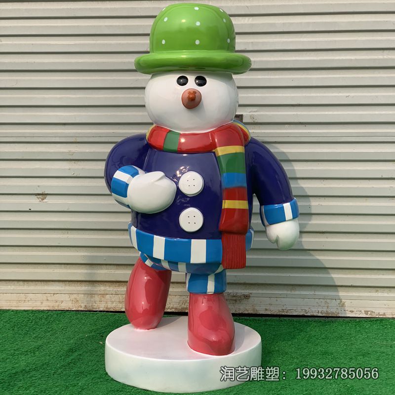 公园玻璃钢卡通雪人雕塑 公园玻璃钢卡通雪人雕塑