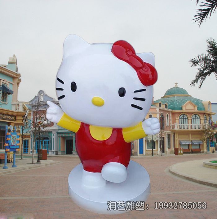 玻璃钢kt猫雕塑 玻璃钢kt猫雕塑