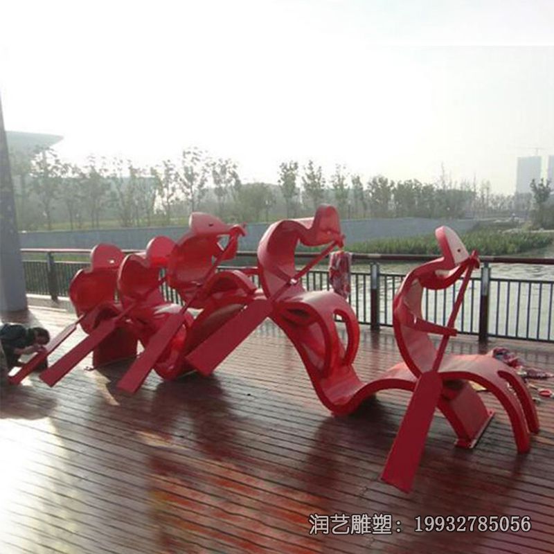 抽象不锈钢划船雕塑 抽象不锈钢划船雕塑