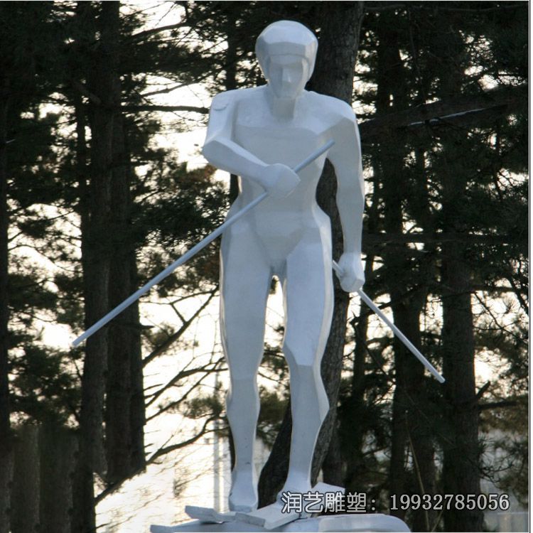 公园不锈钢滑雪人物雕塑 公园不锈钢滑雪人物雕塑