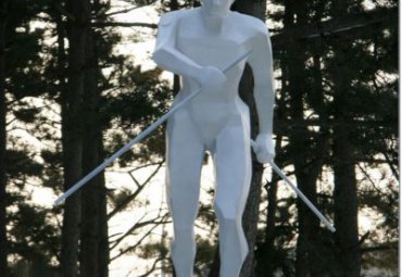 公园不锈钢滑雪人物雕塑