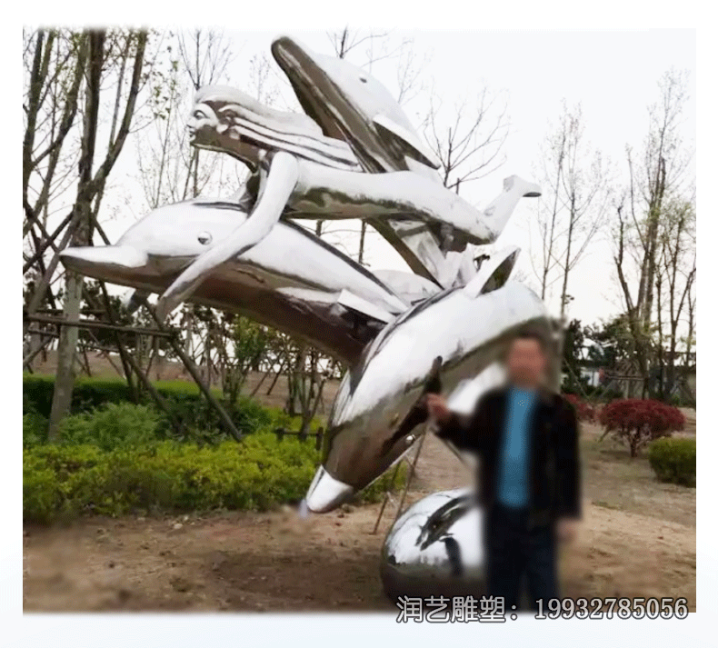 不锈钢动物海豚雕塑 不锈钢动物海豚雕塑