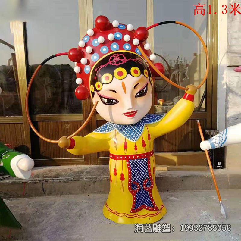 玻璃钢唱戏人物雕塑 玻璃钢唱戏人物雕塑