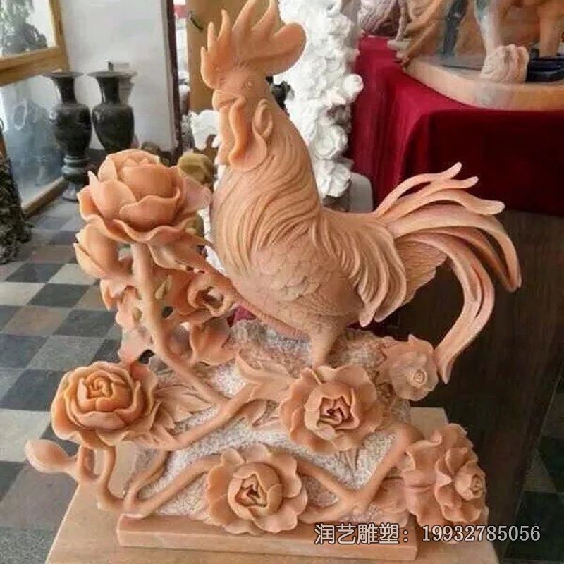 石雕动物鸡雕塑 石雕动物鸡雕塑