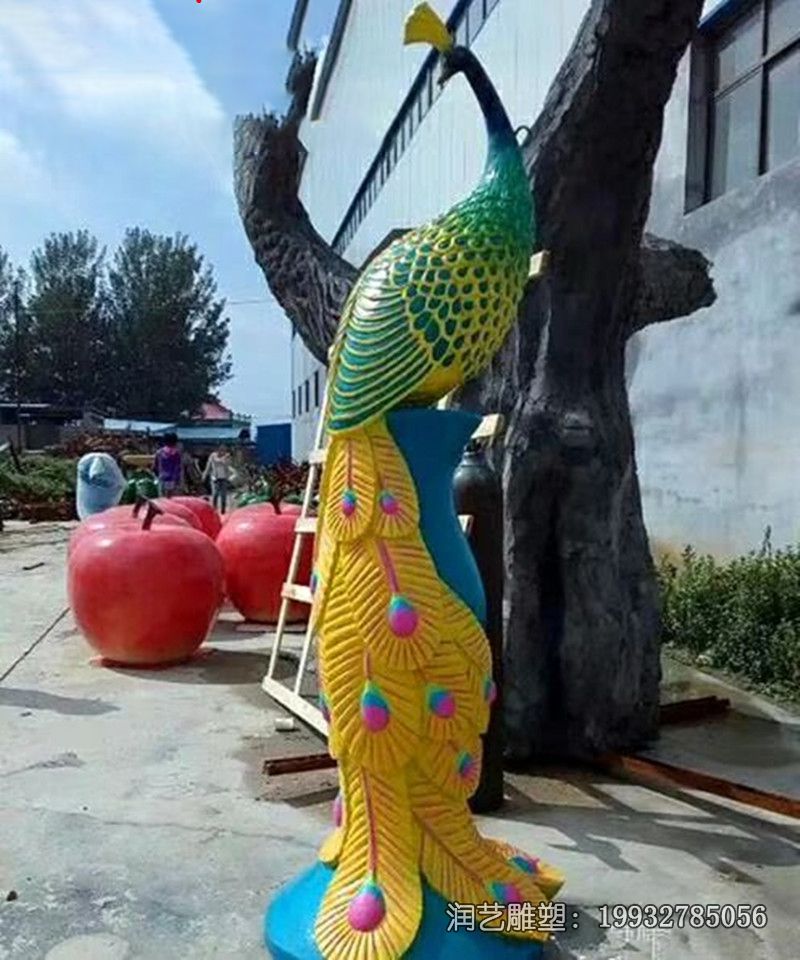 玻璃钢动物孔雀雕塑 玻璃钢动物孔雀雕塑
