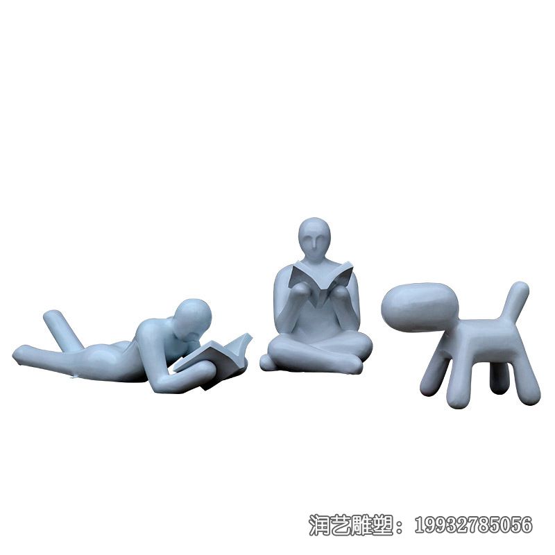 玻璃钢看书人物雕塑 玻璃钢看书人物雕塑