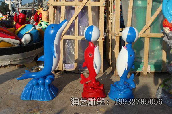 广场玻璃钢海豚雕塑 广场玻璃钢海豚雕塑