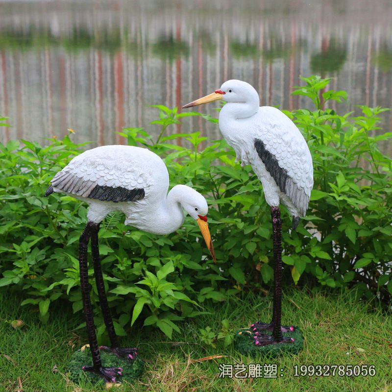 小区玻璃钢白鹭雕塑 小区玻璃钢白鹭雕塑