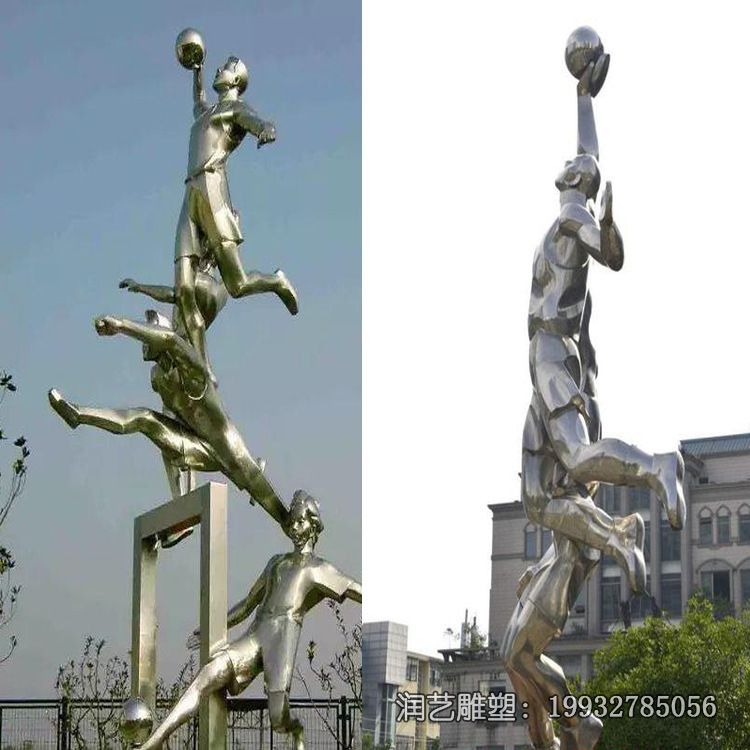 校园不锈钢打篮球人物雕塑 校园不锈钢打篮球人物雕塑