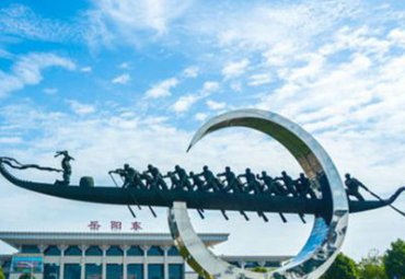 景区不锈钢划船雕塑