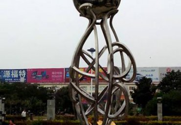 户外不锈钢抽象花瓶雕塑