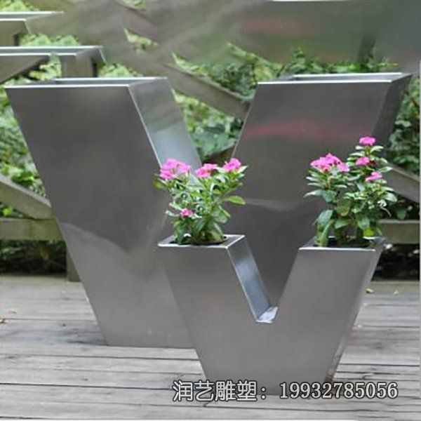 不锈钢景观花盆雕塑 不锈钢景观花盆雕塑