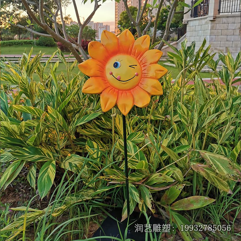 小区玻璃钢向日葵雕塑 小区玻璃钢向日葵雕塑
