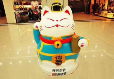 商场玻璃钢卡通招财猫雕塑