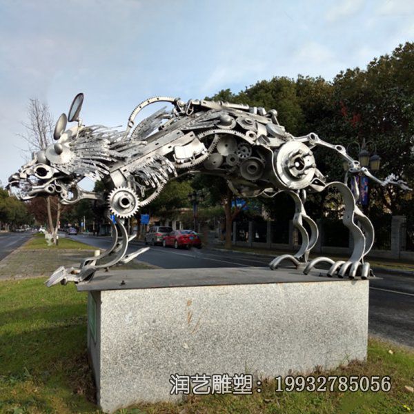 不锈钢抽象狼动物雕塑 不锈钢抽象狼动物雕塑