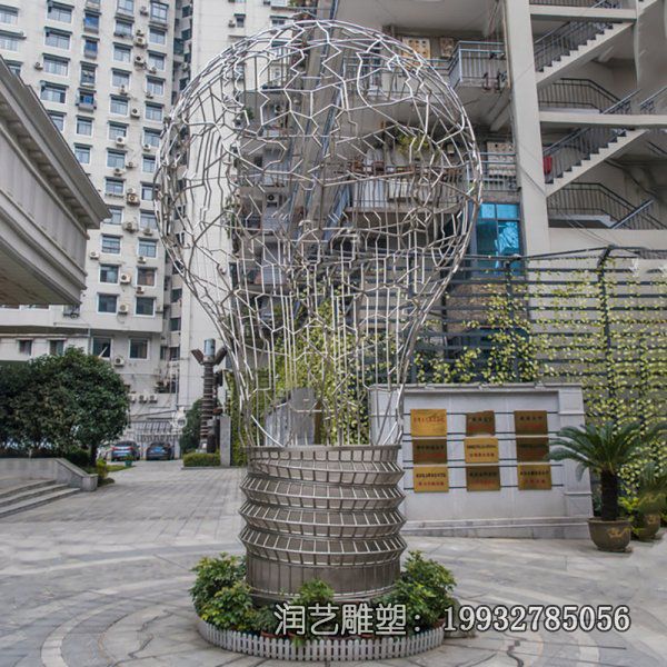小区不锈钢灯泡雕塑 小区不锈钢灯泡雕塑