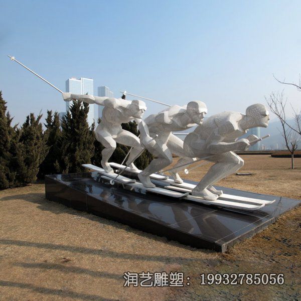 不锈钢广场滑雪人物雕塑 不锈钢广场滑雪人物雕塑