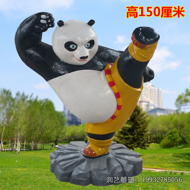 景区玻璃钢功夫熊猫雕塑 景区玻璃钢功夫熊猫雕塑