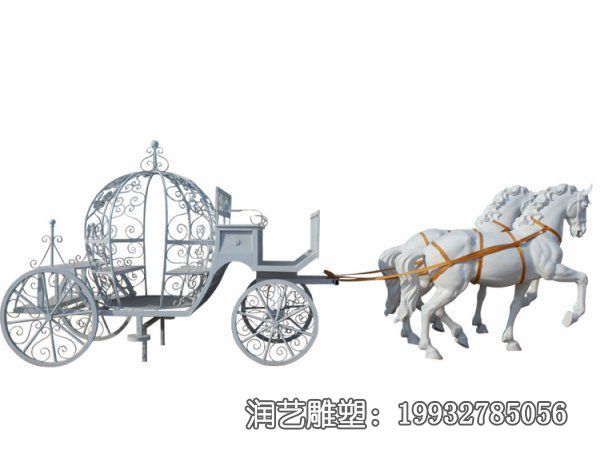 玻璃钢广场马车景观雕塑 玻璃钢广场马车景观雕塑