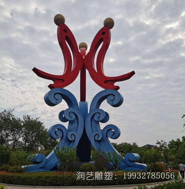 不锈钢抽象海豚动物雕塑 不锈钢抽象海豚动物雕塑