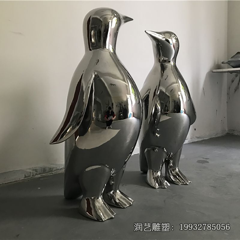 不锈钢动物企鹅雕塑 不锈钢动物企鹅雕塑