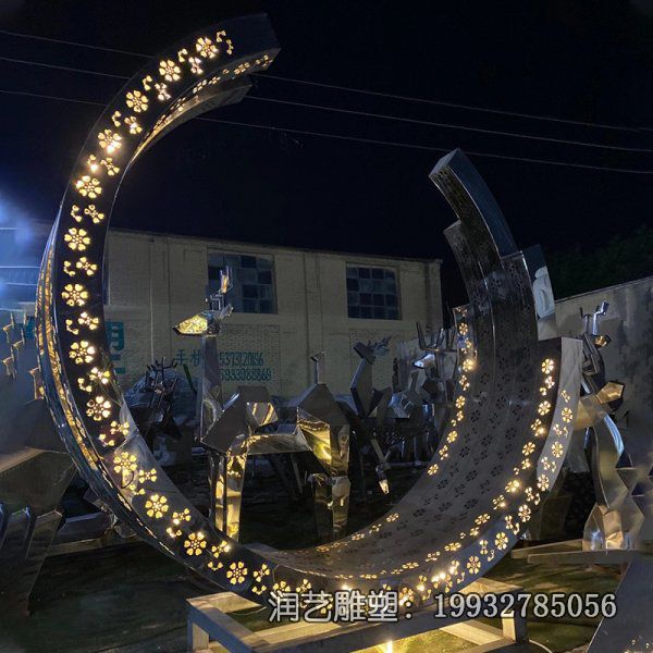 抽象不锈钢圆环景观雕塑 抽象不锈钢圆环景观雕塑