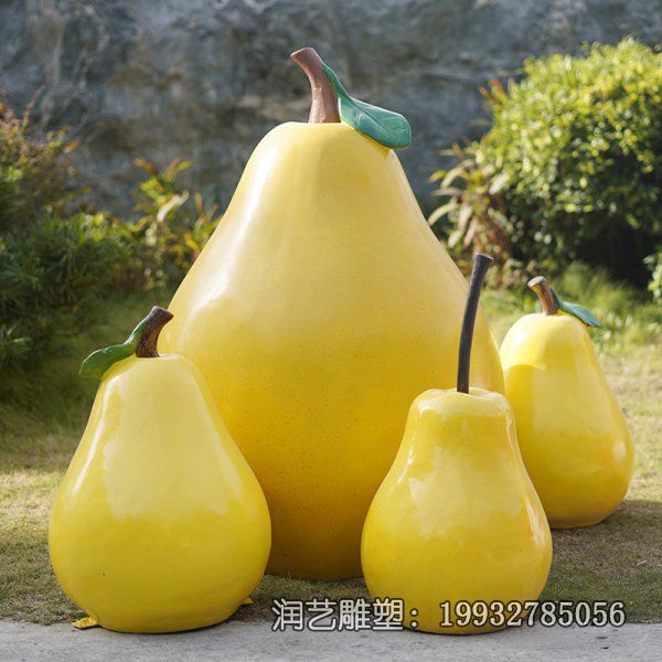 城市玻璃钢梨雕塑 城市玻璃钢梨雕塑