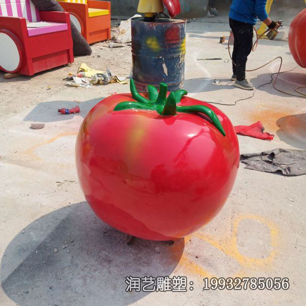 广场玻璃钢西红柿雕塑 广场玻璃钢西红柿雕塑