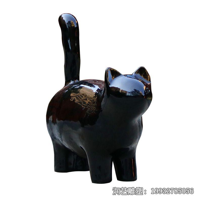 玻璃钢广场猫雕塑 玻璃钢广场猫雕塑