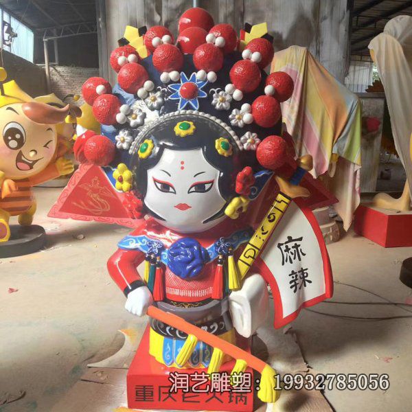景区玻璃钢唱戏雕塑 景区玻璃钢唱戏雕塑