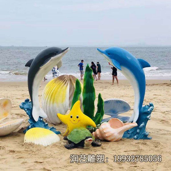 景区玻璃钢海豚雕塑 景区玻璃钢海豚雕塑
