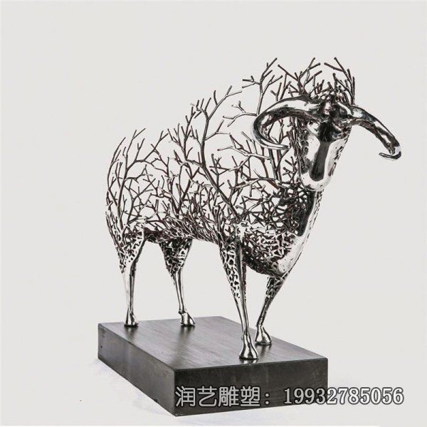 不锈钢酒店羊动物雕塑 不锈钢酒店羊动物雕塑