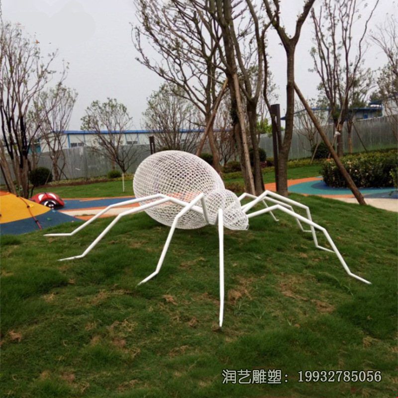 草坪不锈钢镂空蜘蛛雕塑 草坪不锈钢镂空蜘蛛雕塑