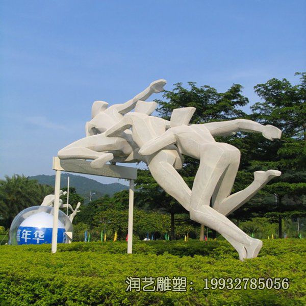 不锈钢公园跨栏人物雕塑 不锈钢公园跨栏人物雕塑