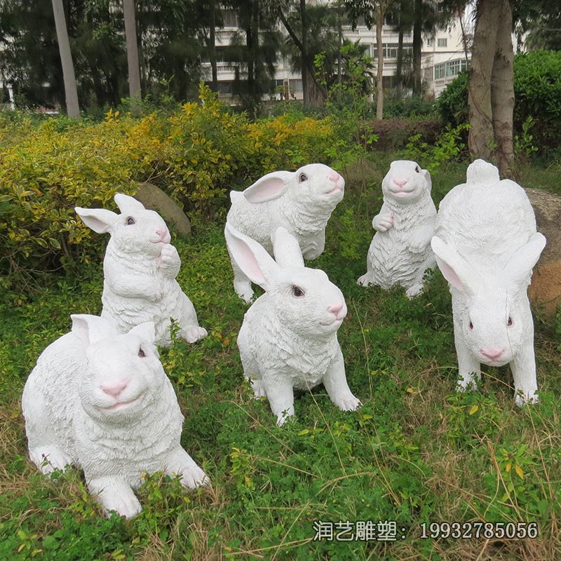 园林玻璃钢兔子动物雕塑 园林玻璃钢兔子动物雕塑