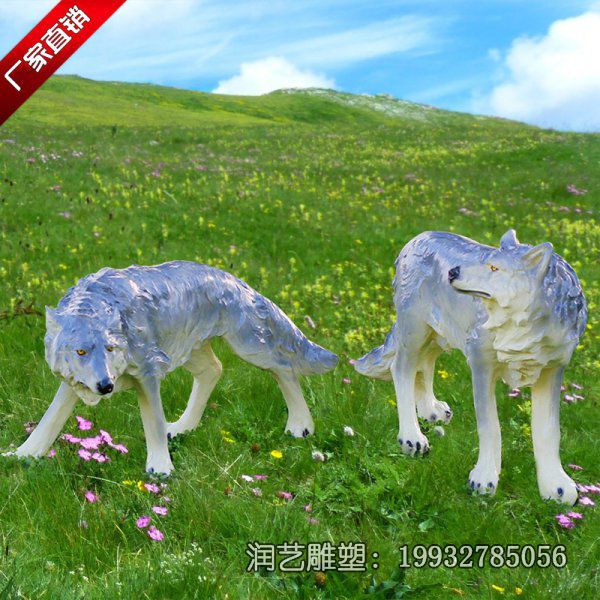 玻璃钢城市狼动物雕塑 玻璃钢城市狼动物雕塑