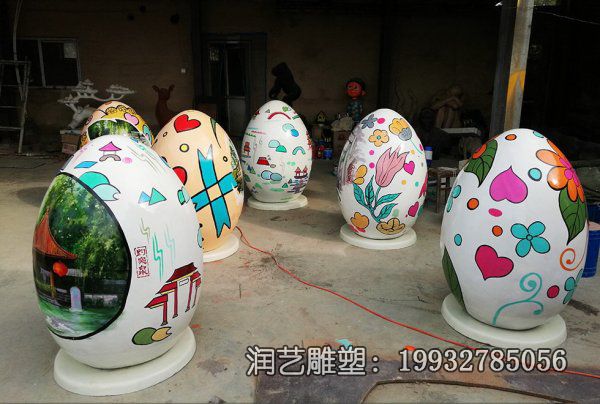 玻璃钢景区鸡蛋景观雕塑 玻璃钢景区鸡蛋景观雕塑