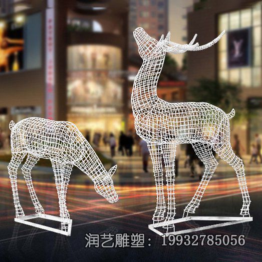 镂空不锈钢鹿雕塑 镂空不锈钢鹿雕塑