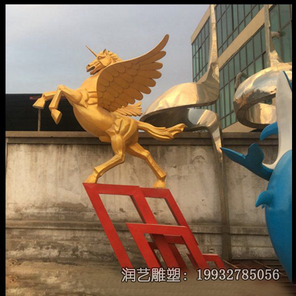 小区不锈钢马雕塑 小区不锈钢马雕塑
