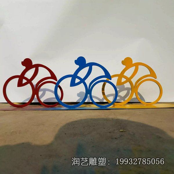 公园不锈钢抽象骑车雕塑 公园不锈钢抽象骑车雕塑