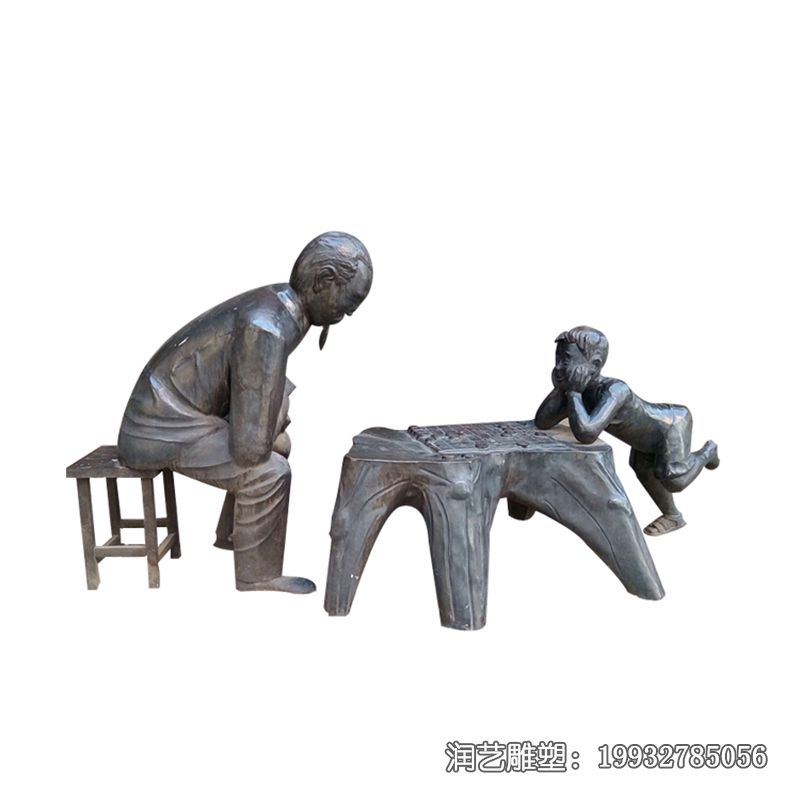 铜雕下棋人物雕塑 铜雕下棋人物雕塑