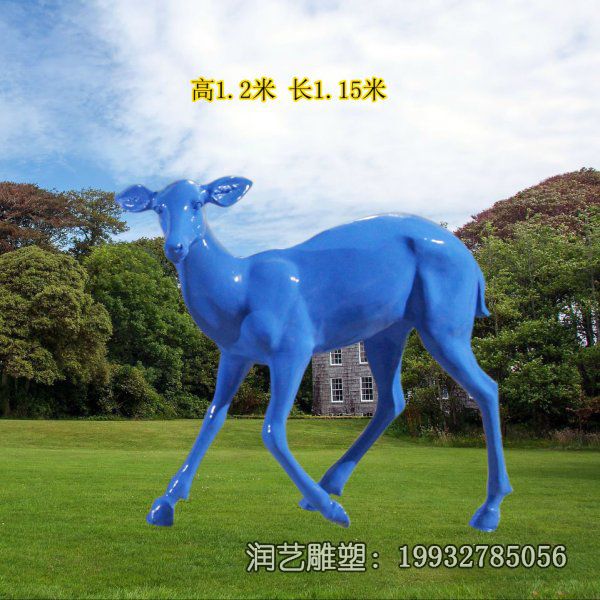 玻璃钢草坪鹿动物雕塑 玻璃钢草坪鹿动物雕塑