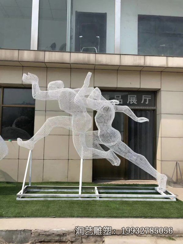 不锈钢广场跳远人物雕塑 不锈钢广场跳远人物雕塑