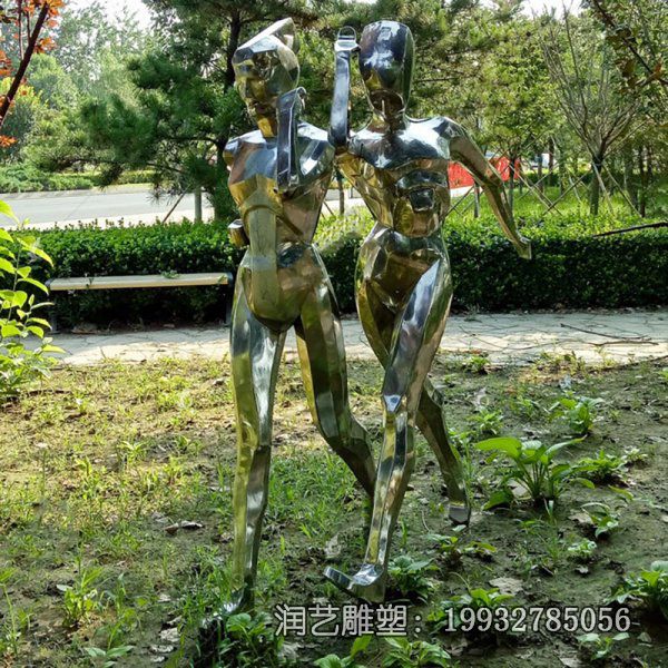 草坪不锈钢竞走人物雕塑 草坪不锈钢竞走人物雕塑