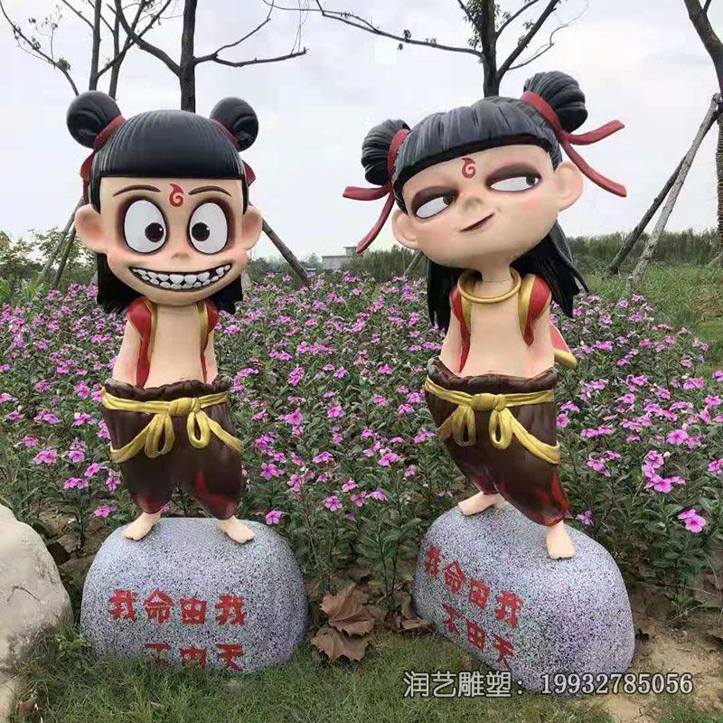 草坪玻璃钢哪吒人物雕塑 草坪玻璃钢哪吒人物雕塑