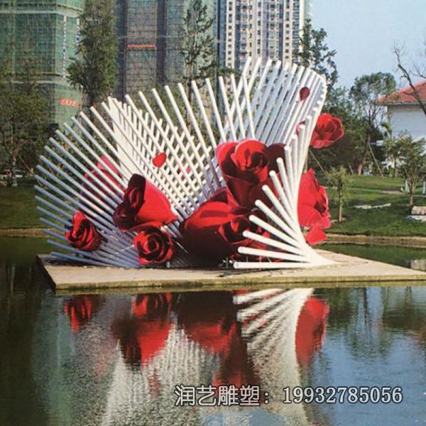 小区不锈钢玫瑰花雕塑 小区不锈钢玫瑰花雕塑