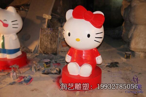 酒店玻璃钢kt猫雕塑 酒店玻璃钢kt猫雕塑